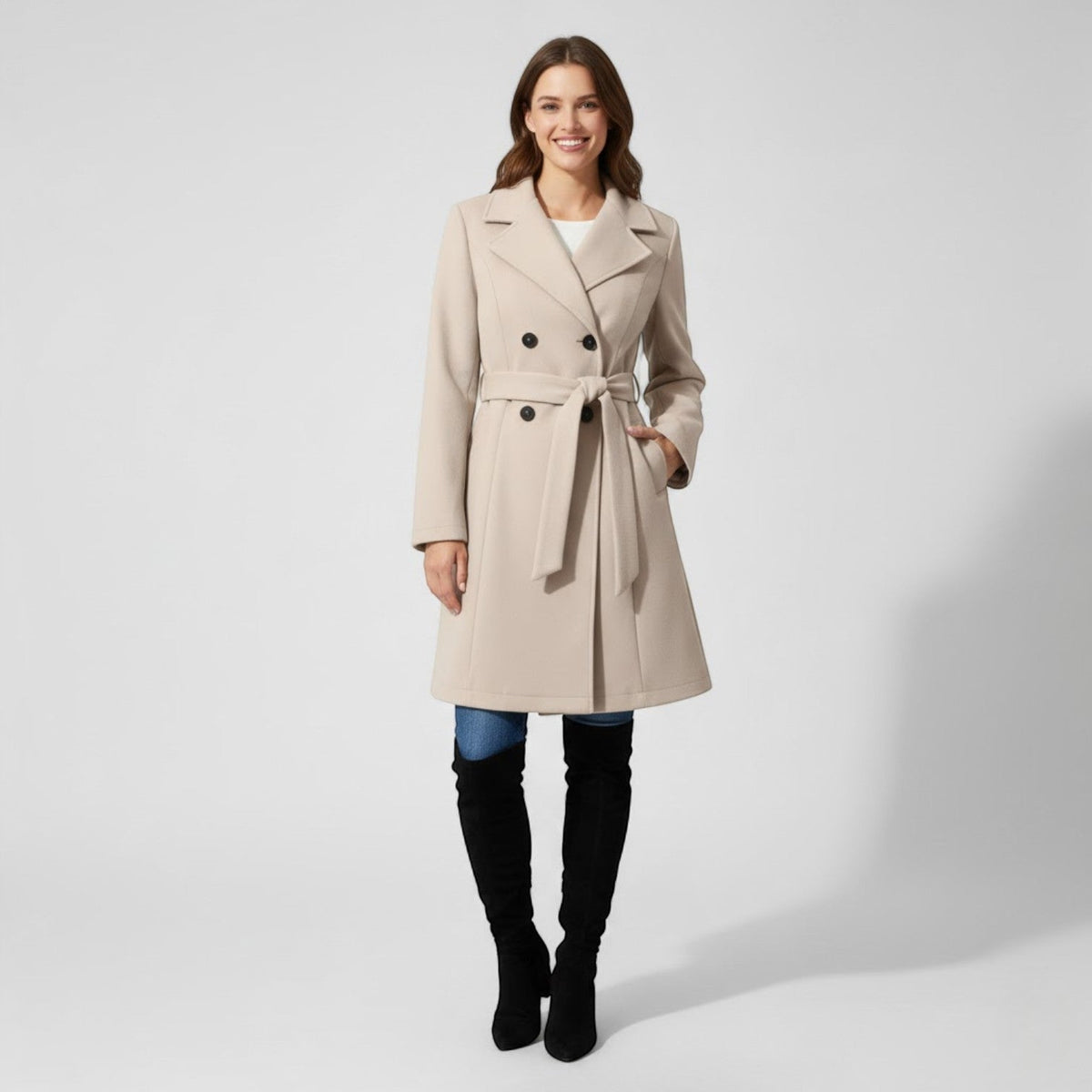 Rich | Women's Elegant Fitted Long Wool Coat