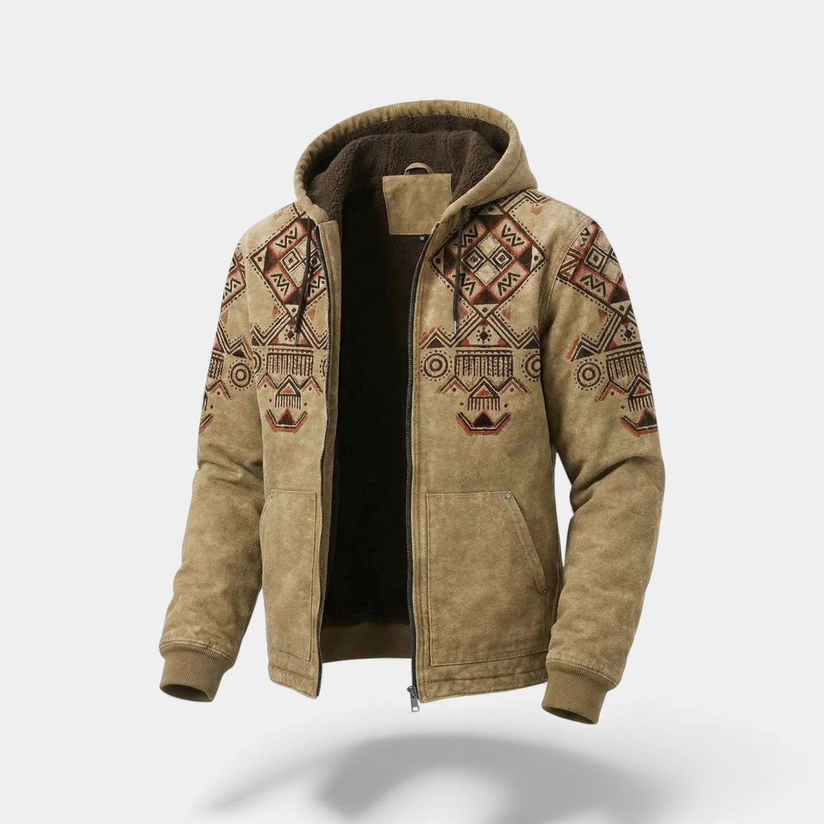 Riche | Men's Retro Printed Cardigan with Fleece Lining