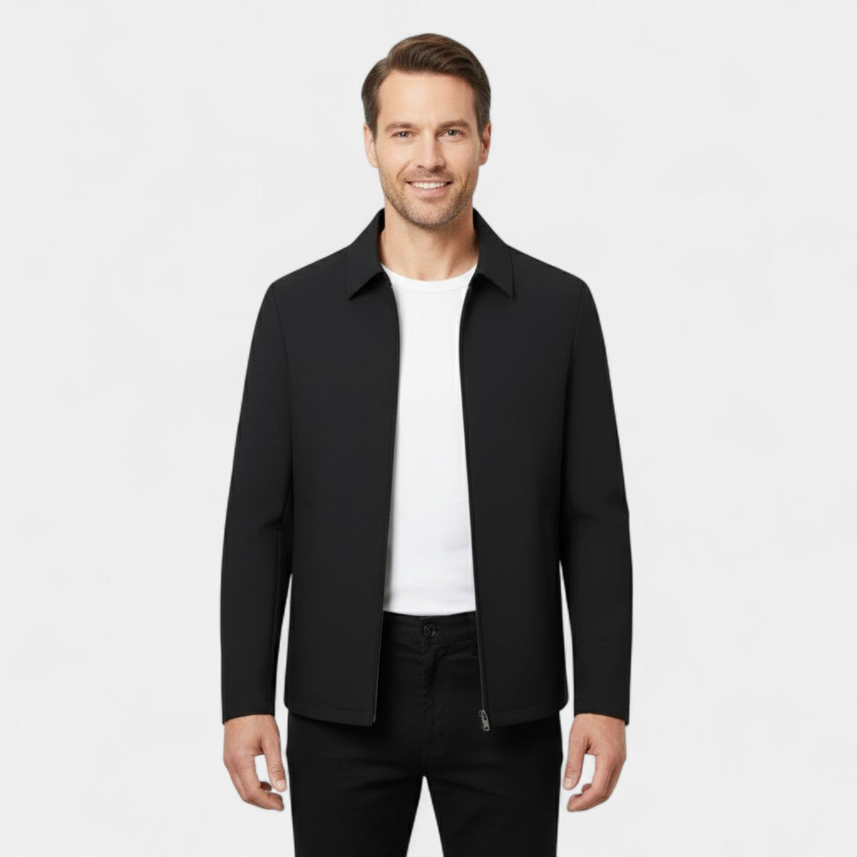Calder Mayne | Men's Jacket – Polo Collar Coat in Technical Fabric