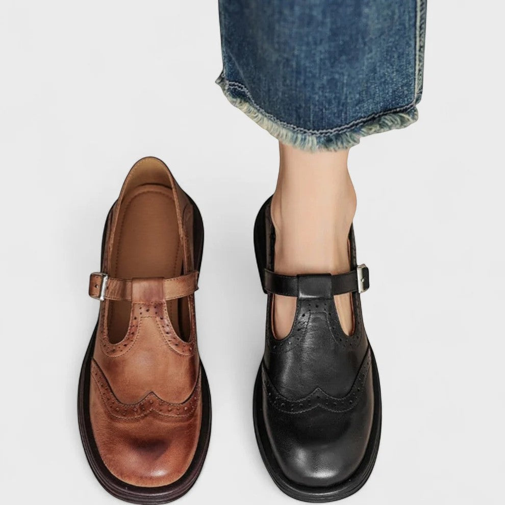 Calder Mayne | Structured Women's Leather Block Heel Shoes