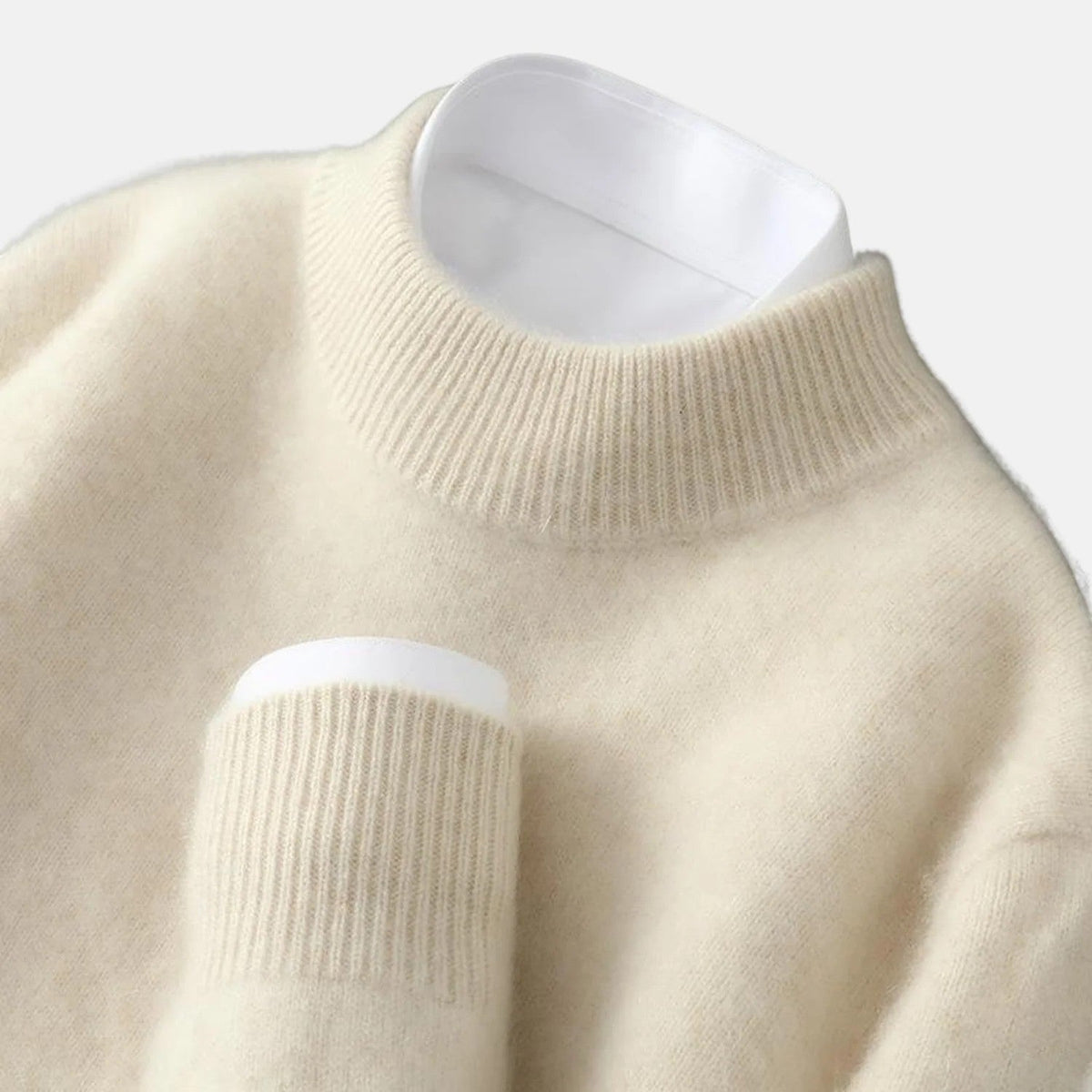 Men’s Knitted Roll-Neck Jumper – Relaxed Fit | Brushed Wool