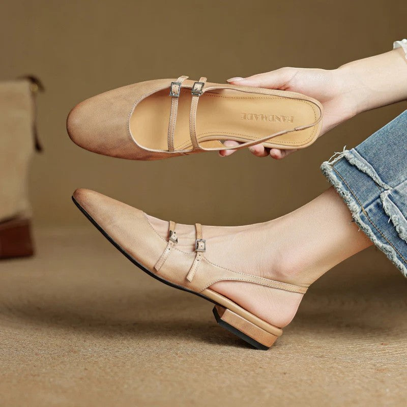 Women's Leather Flat Sandals – Single Strap Standard Fit