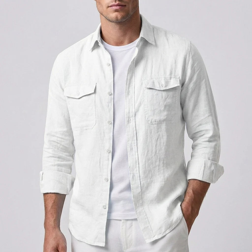 Men's long-sleeve linen shirt – Relaxed fit button-down