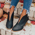 Women's suede ankle boots with chunky heel – Braided strap, cut-out design