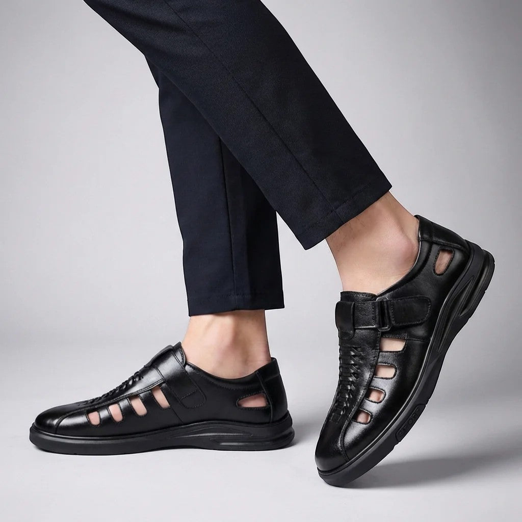 Men's closed cowhide leather sandals – Breathable fit and support
