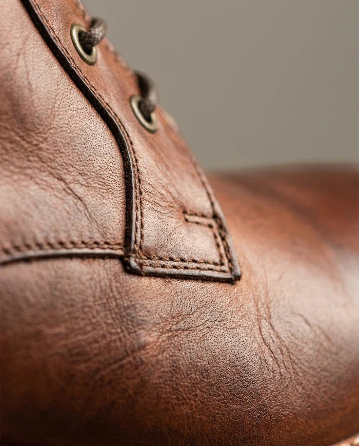 Men's lace-up cowhide leather boots – Round toe ankle support