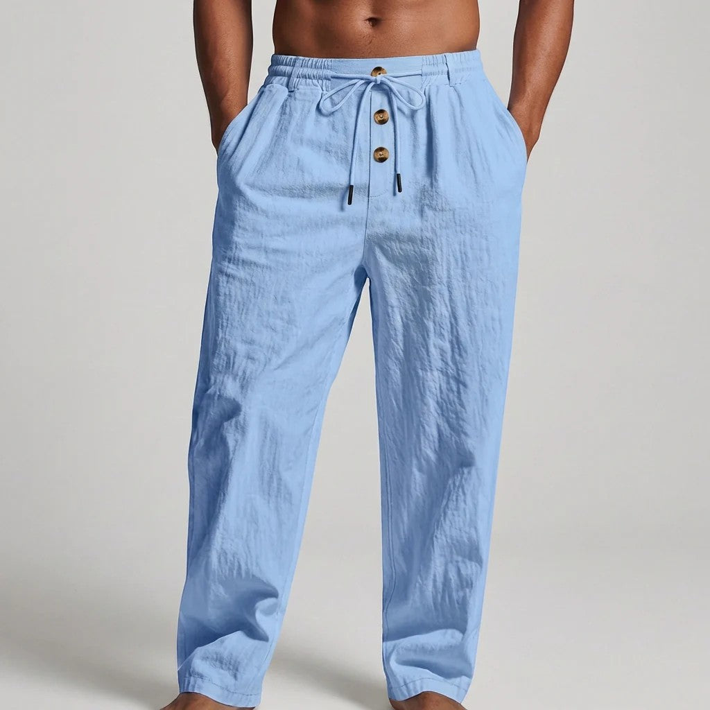 Men's linen drawstring trousers – Relaxed straight fit