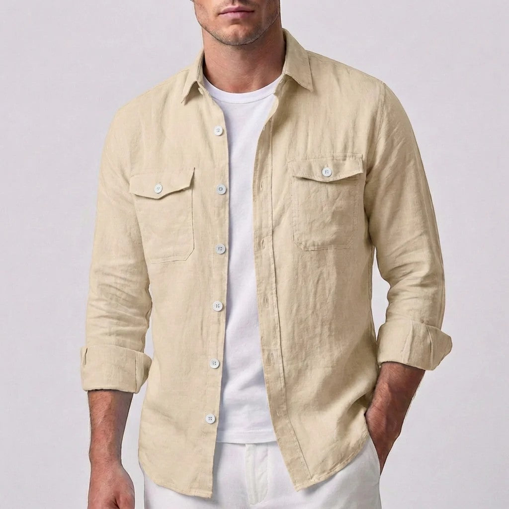 Men's long-sleeve linen shirt – Relaxed fit button-down