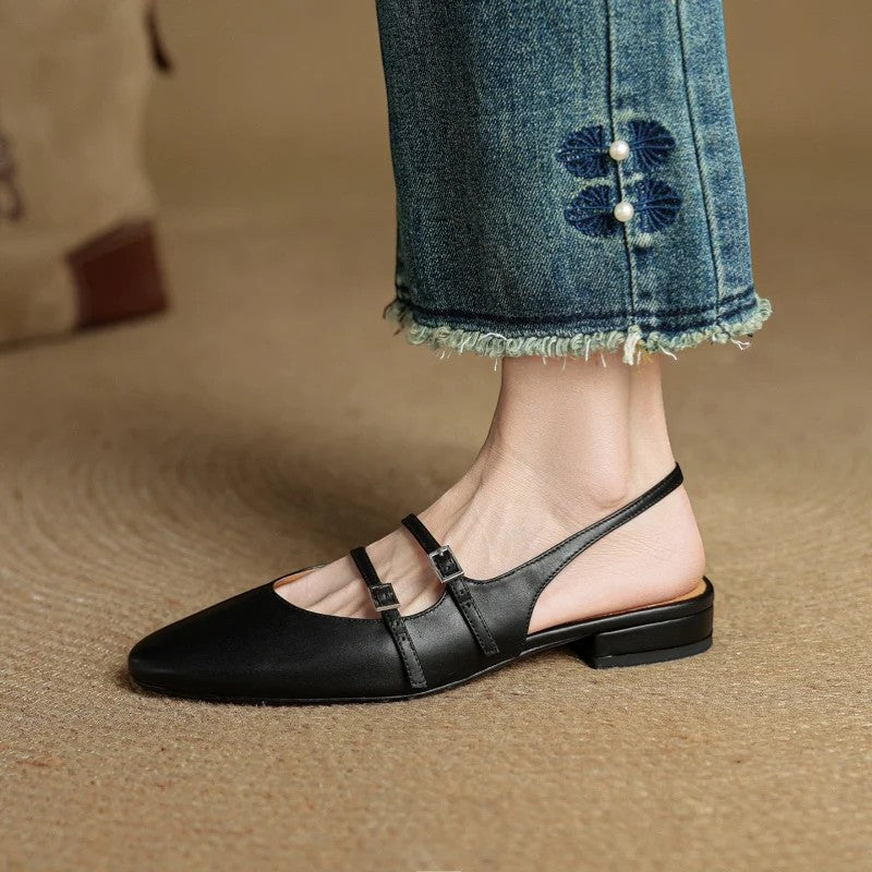 Women's Leather Flat Sandals – Single Strap Standard Fit