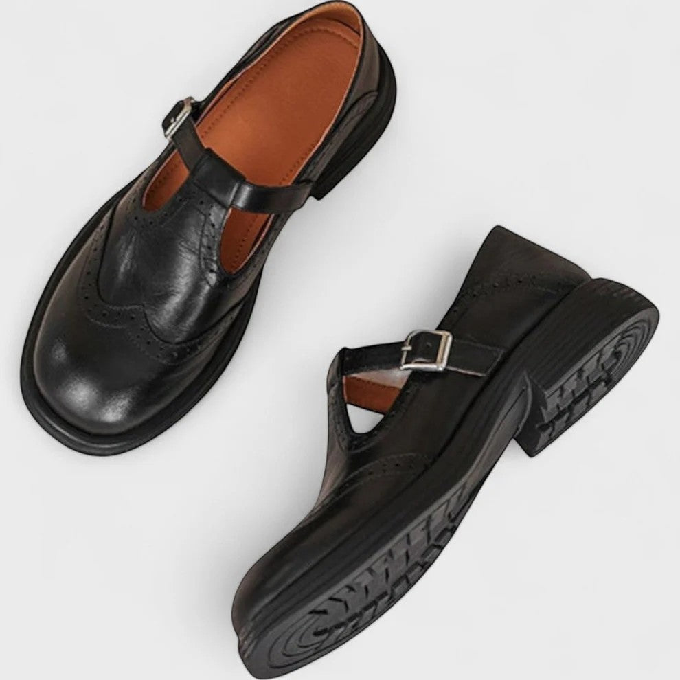 Calder Mayne | Structured Women's Leather Block Heel Shoes