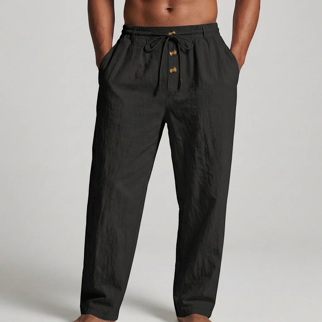Men's linen drawstring trousers – Relaxed straight fit