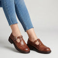 Women's leather loafers with straps – Mid-heel slim fit