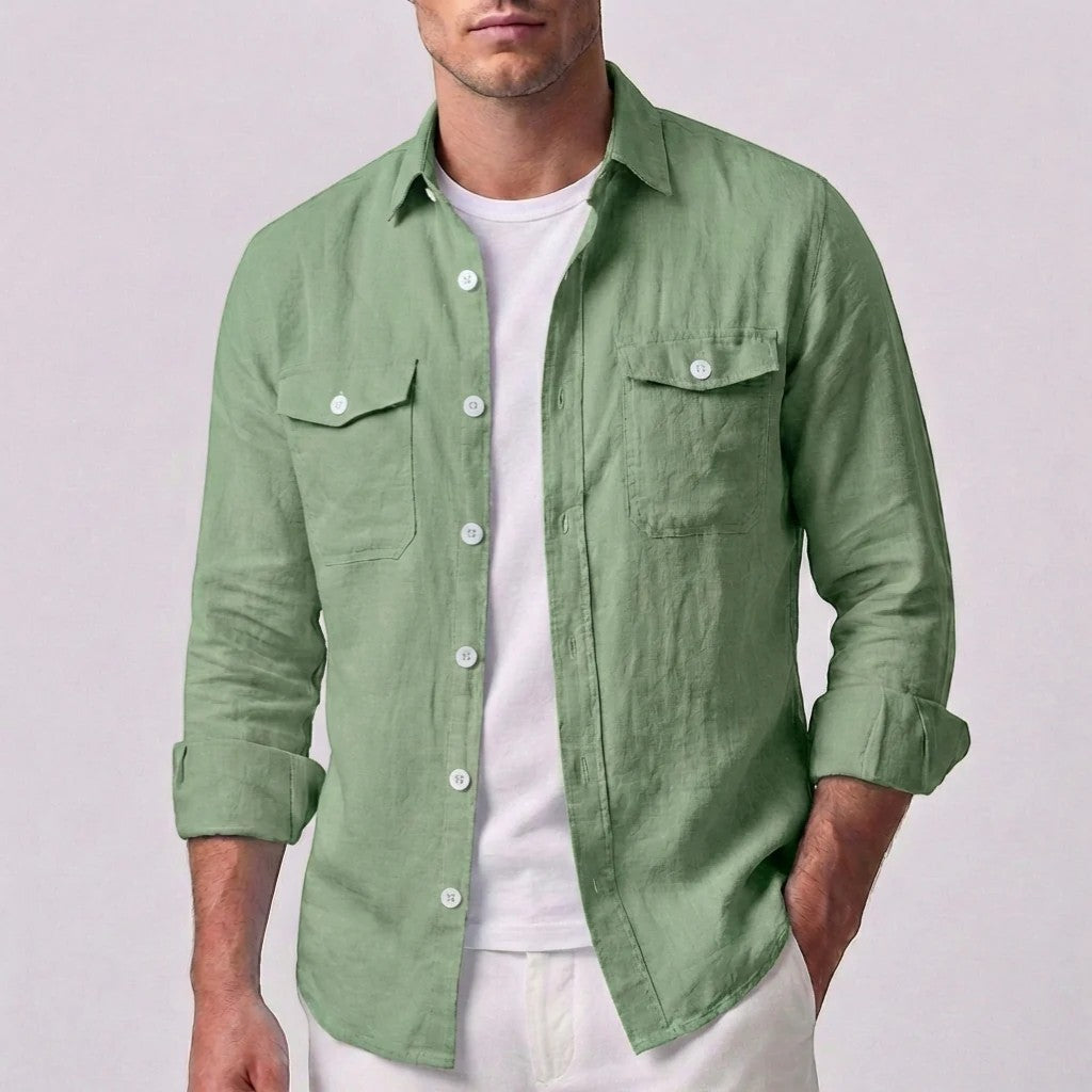 Men's long-sleeve linen shirt – Relaxed fit button-down