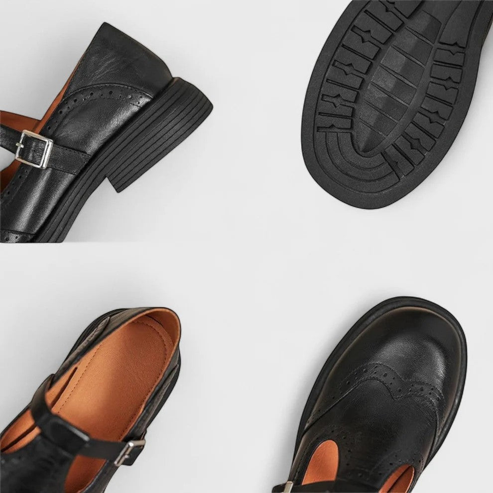 Calder Mayne | Structured Women's Leather Block Heel Shoes