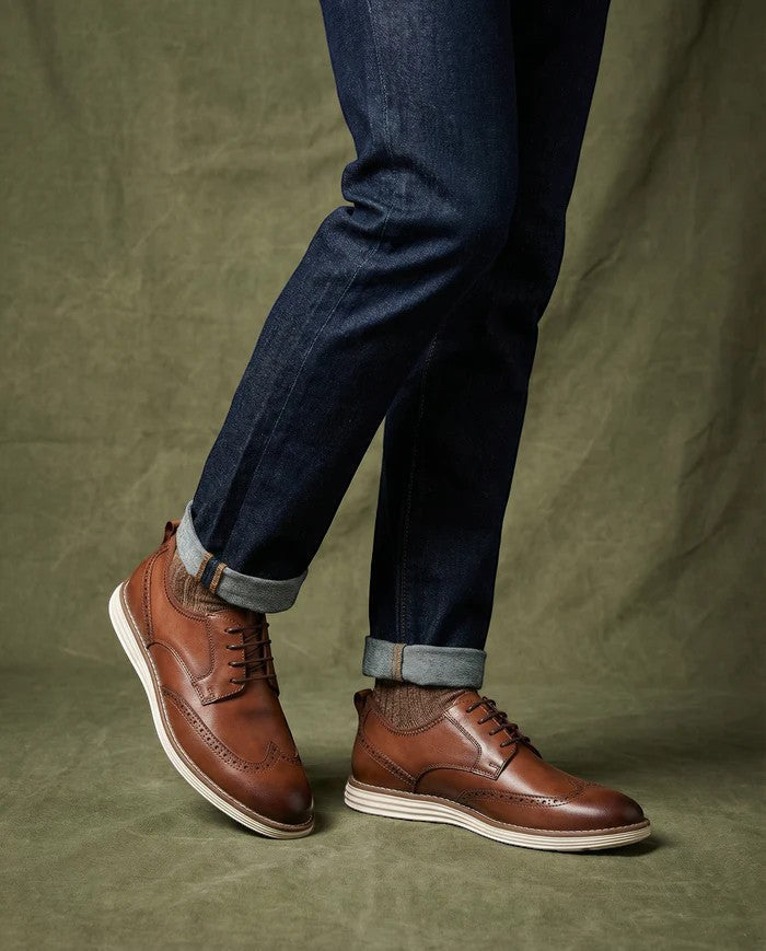Men's laceless leather shoes – Round toe structured cut
