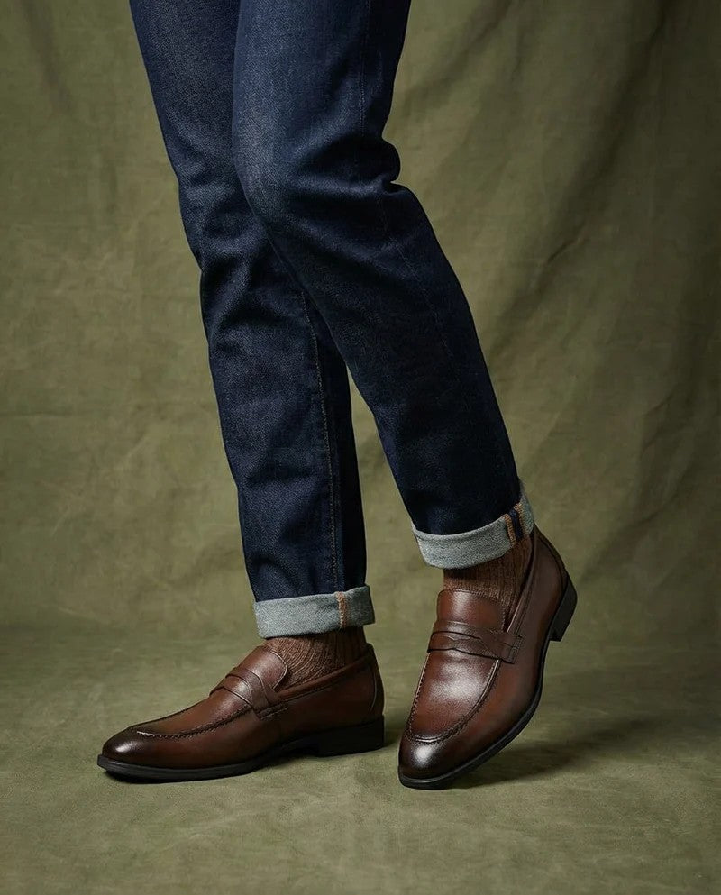 Men's leather loafers – Pointed toe, laceless