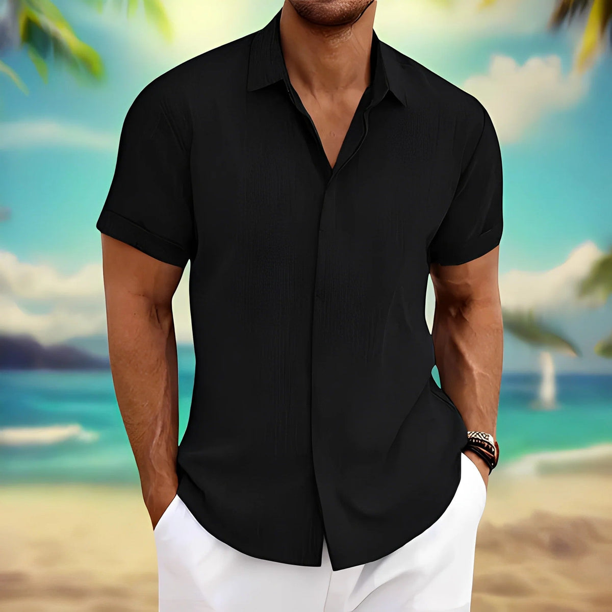 Men's linen short-sleeved shirt – Relaxed fit