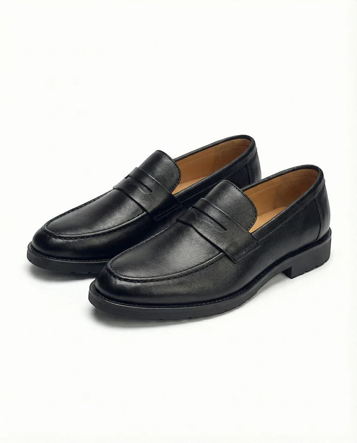 Men's smooth leather loafers – Easy slip-on round toe