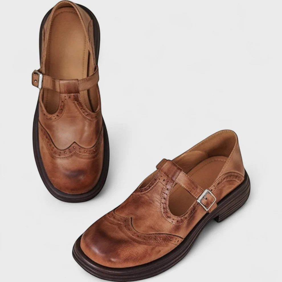 Calder Mayne | Structured Women's Leather Block Heel Shoes