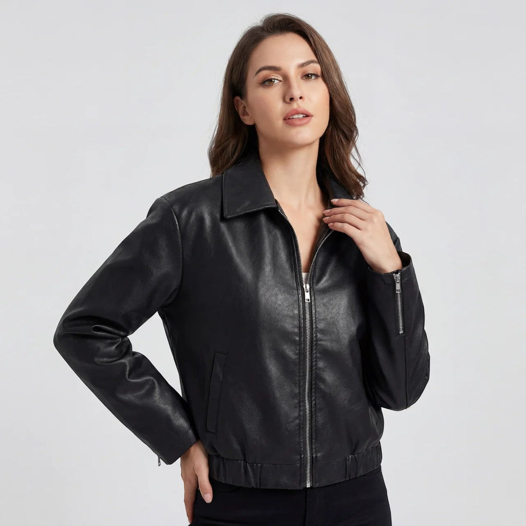 Women's matte leather jacket – Relaxed short fit