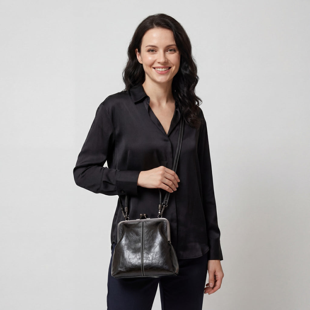 Women's leather kiss-lock bag – Retro clasp