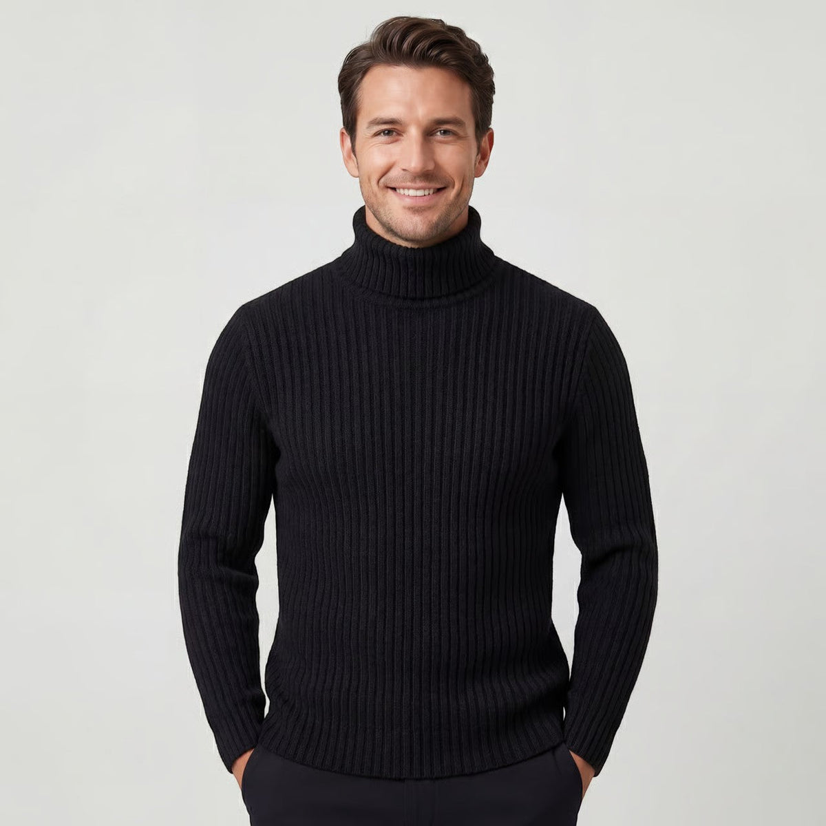 Men's Technical Wool Blend Turtleneck – Slim Refined Fit