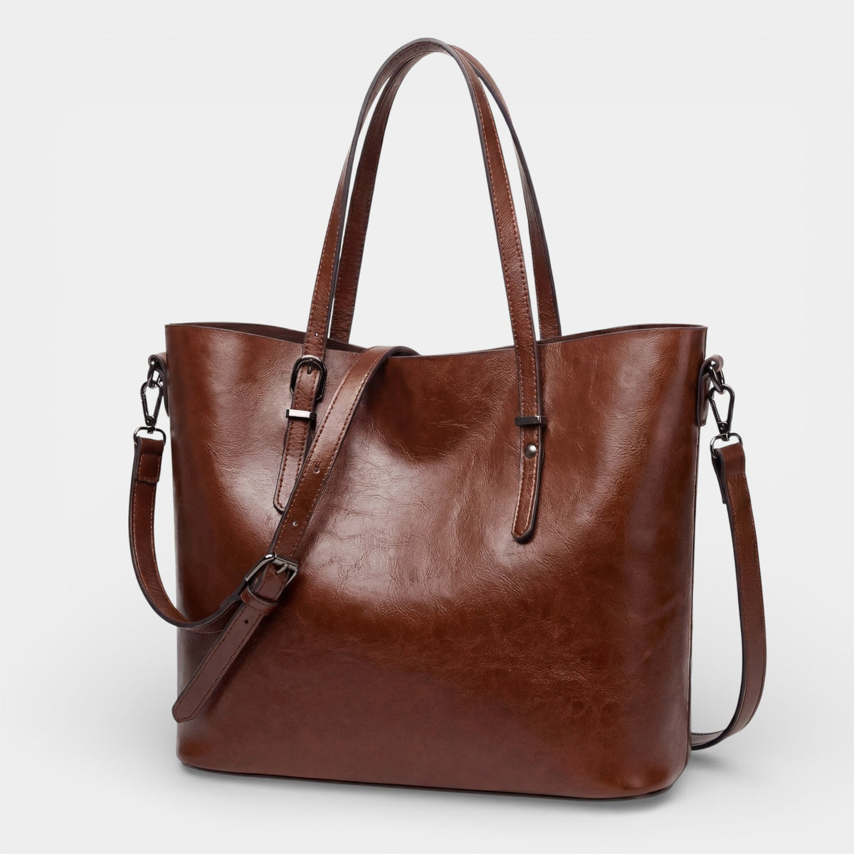 Women's smooth leather tote bag – Large capacity