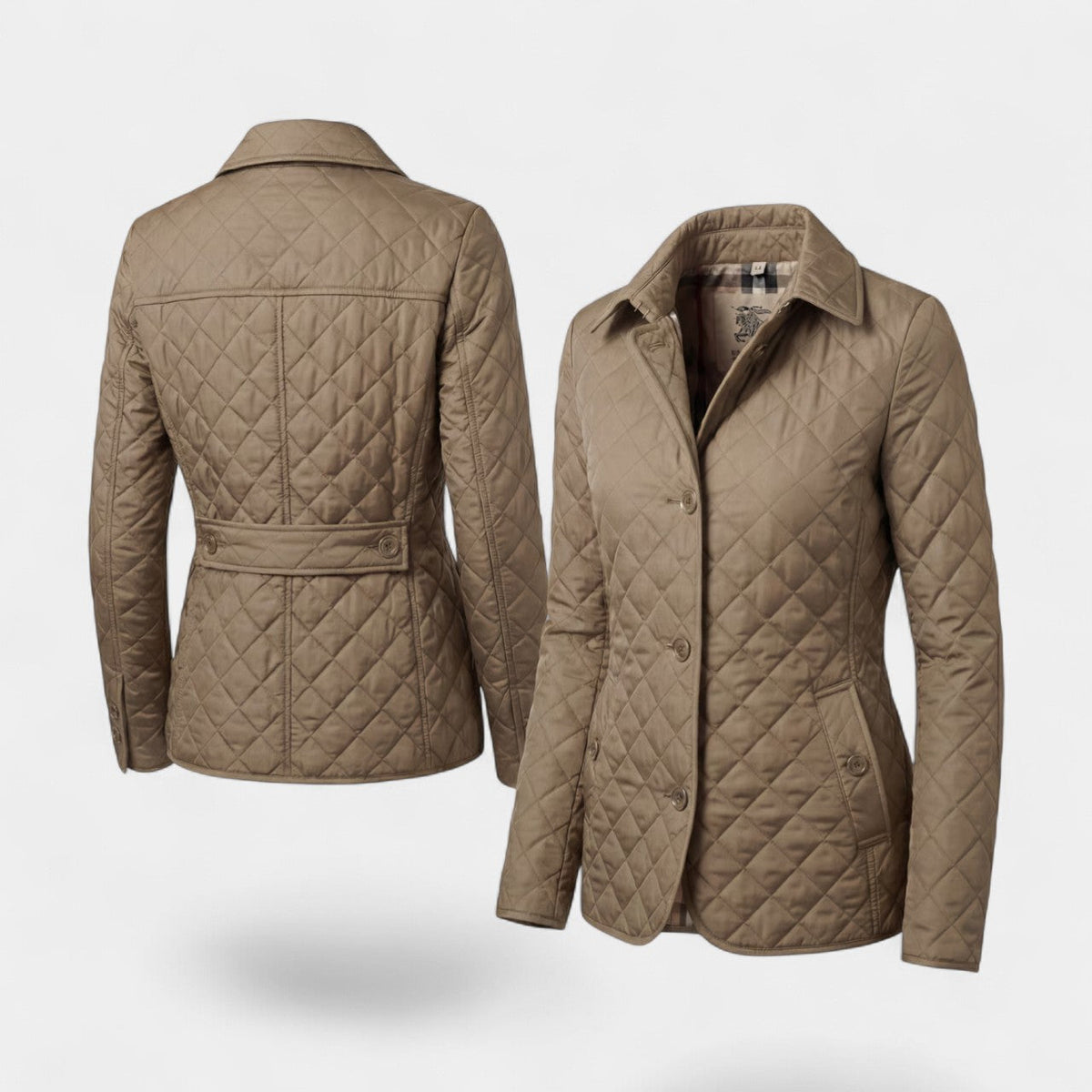 Women's Quilted Padded Cotton Lapel Jacket – Structured Slim Fit