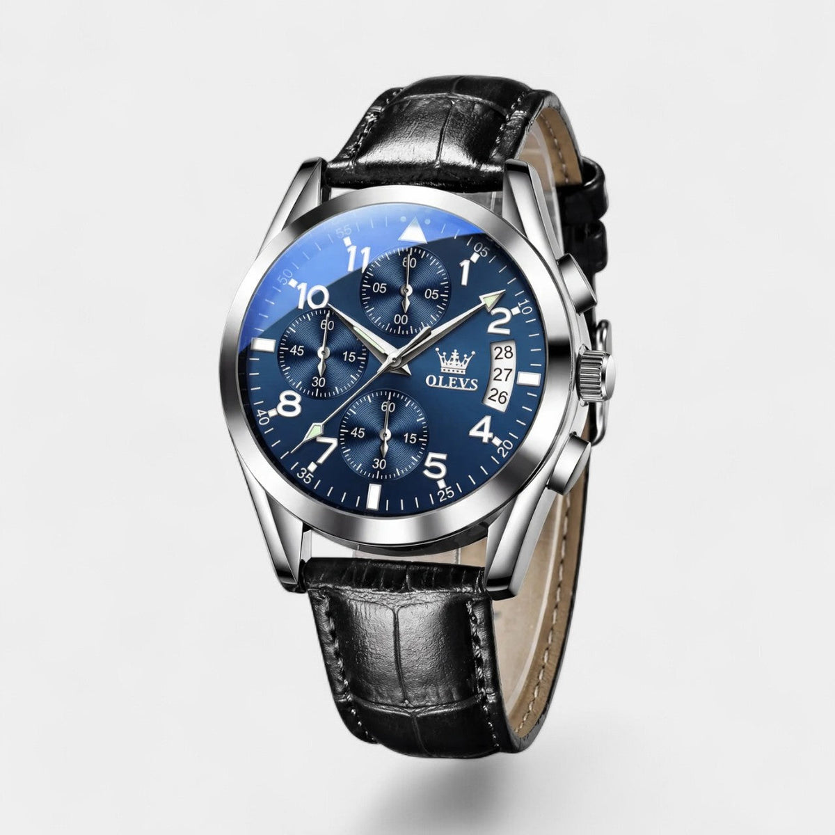 Men's quartz watch with leather strap – Chronograph design