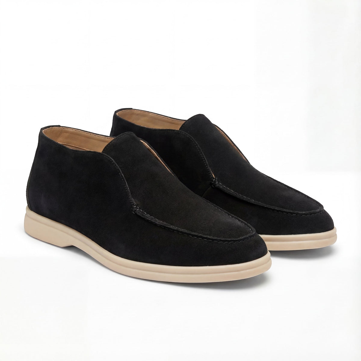 Men's high suede loafers – minimalist retro slip-on
