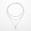 Women's layered star pendant necklace – adjustable chain