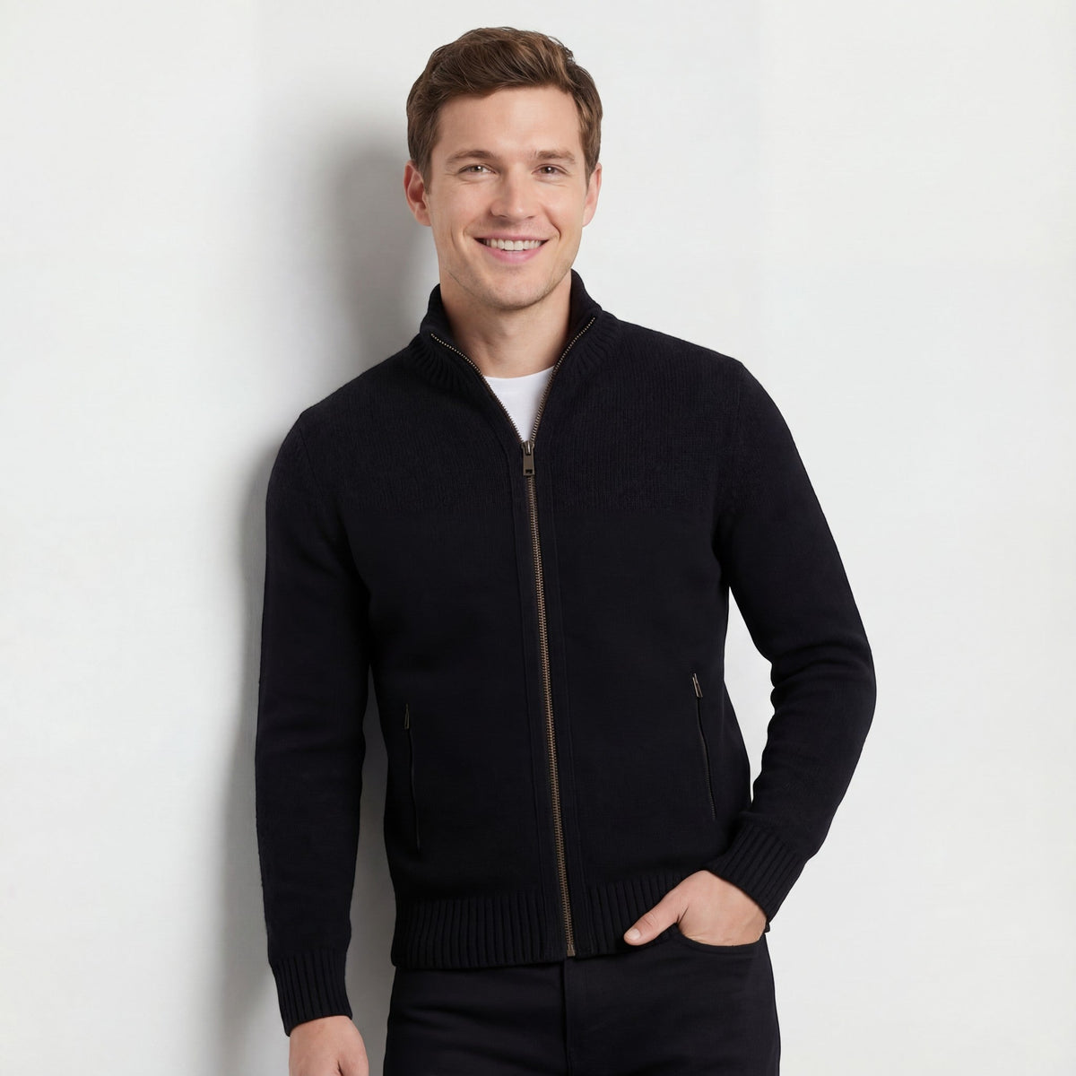 Men's knitted vest – solid casual slim fit