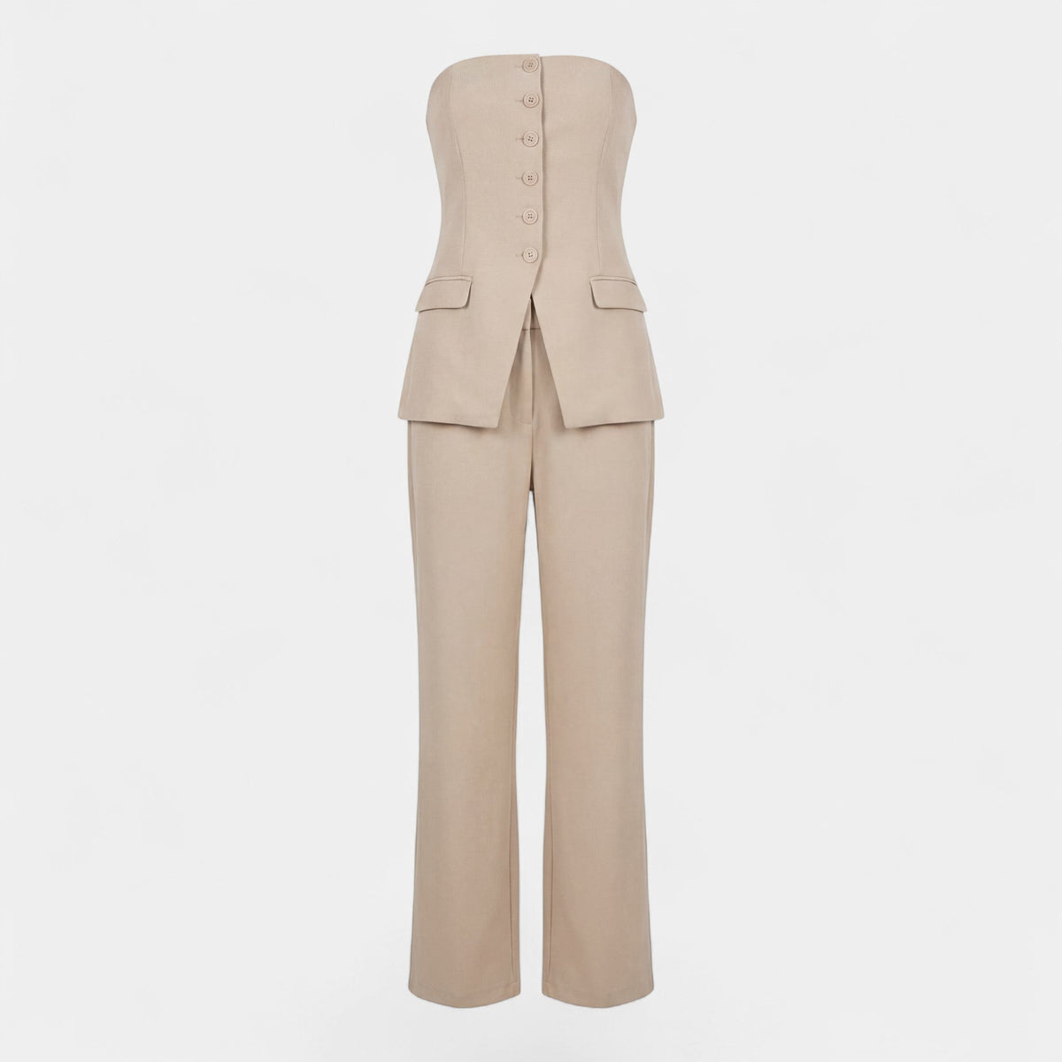 Calder Mayne | Strapless Tailored Two-Piece Set with Straight Pants for Women