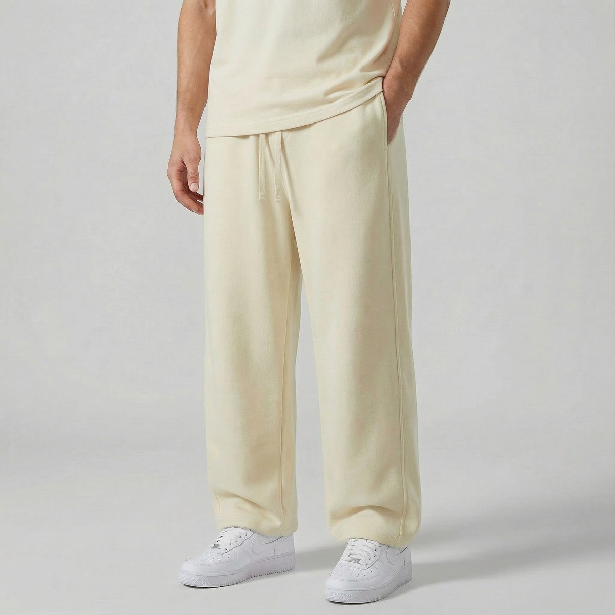 Men's straight-cut cotton trousers – Relaxed fit with drawstring