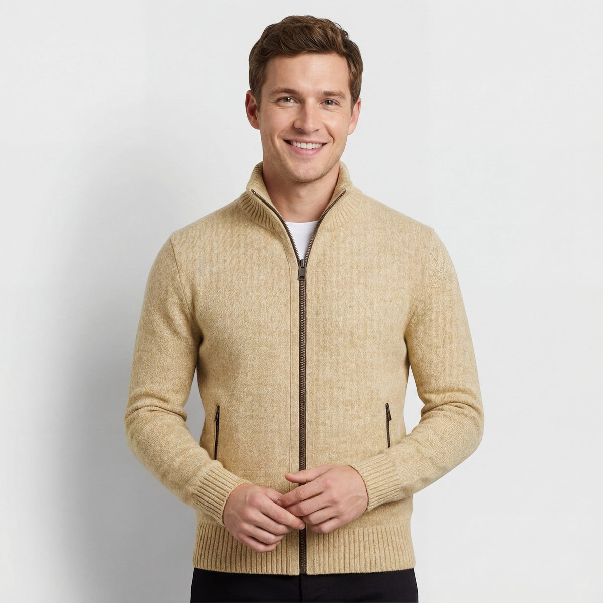 Men's knitted vest – solid casual slim fit