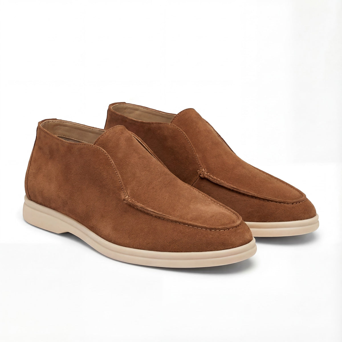 Men's high suede loafers – minimalist retro slip-on