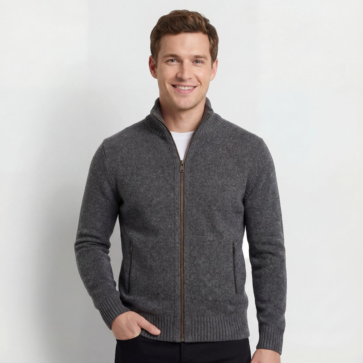 Men's knitted vest – solid casual slim fit