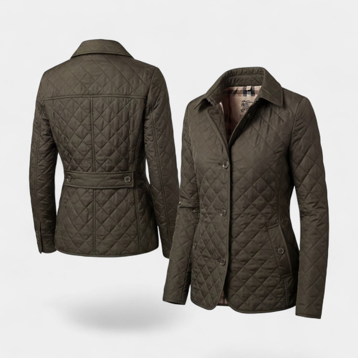 Women's Quilted Padded Cotton Lapel Jacket – Structured Slim Fit