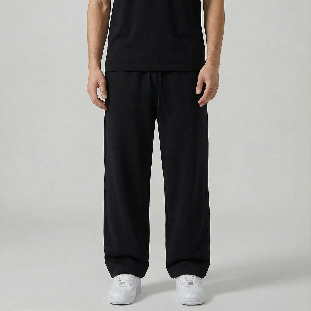 Men's straight-cut cotton trousers – Relaxed fit with drawstring