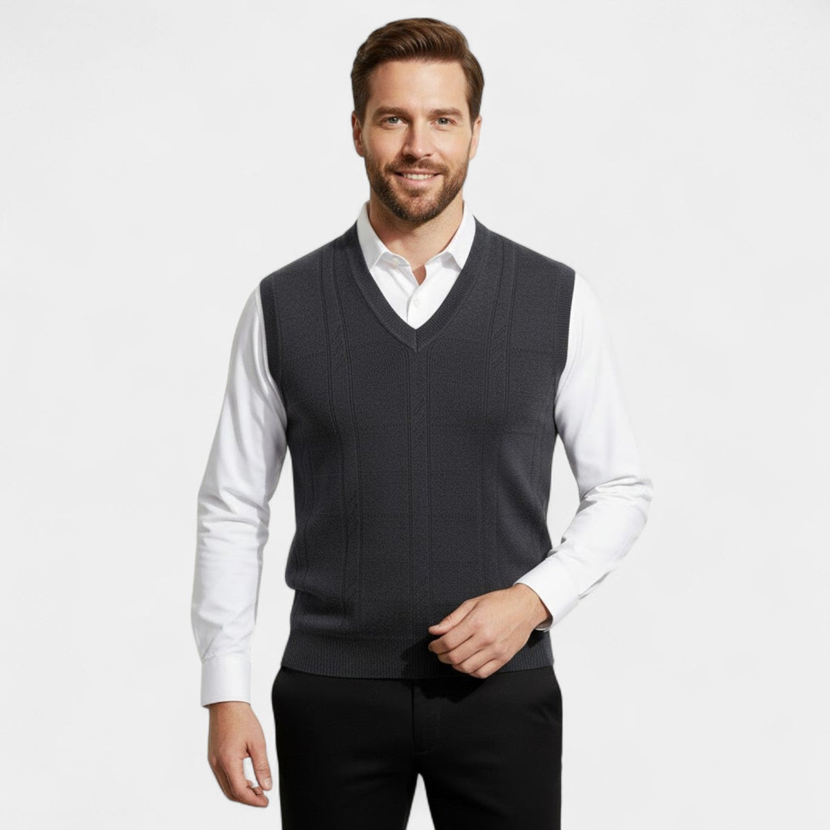 Riche | Men's Sleeveless Knit Vest – Refined V-Neck