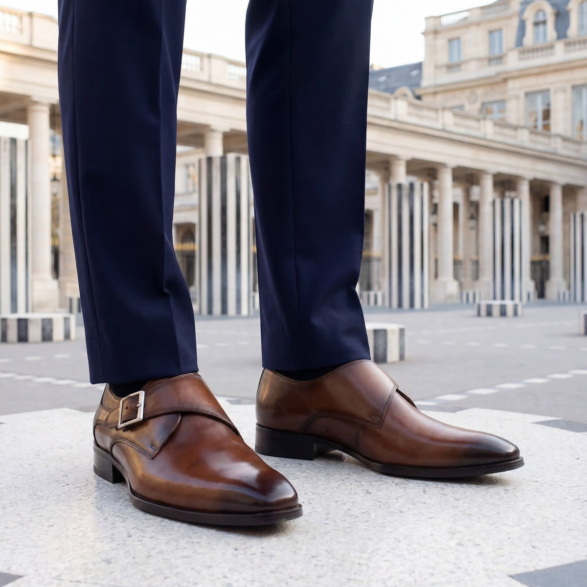 Men's formal cowhide leather shoes – Square toe structured cut