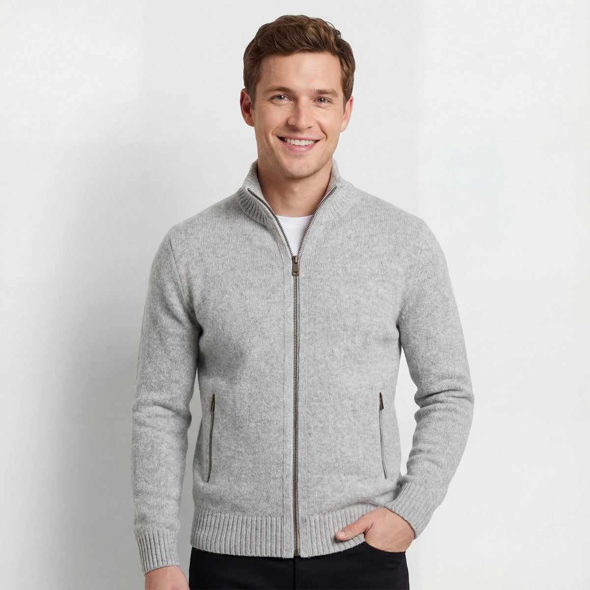 Men's knitted vest – solid casual slim fit