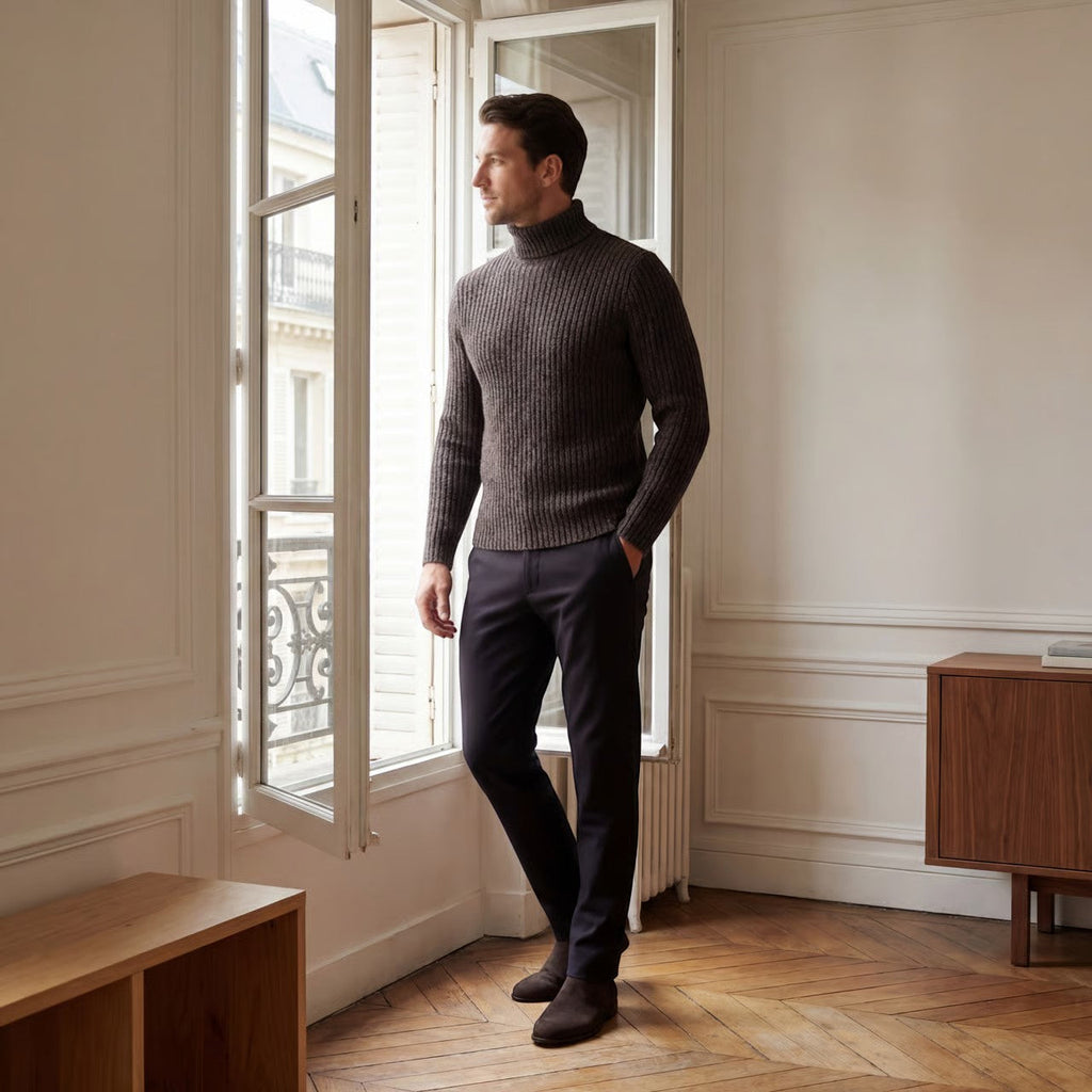 Men's Technical Wool Blend Turtleneck – Slim Refined Fit