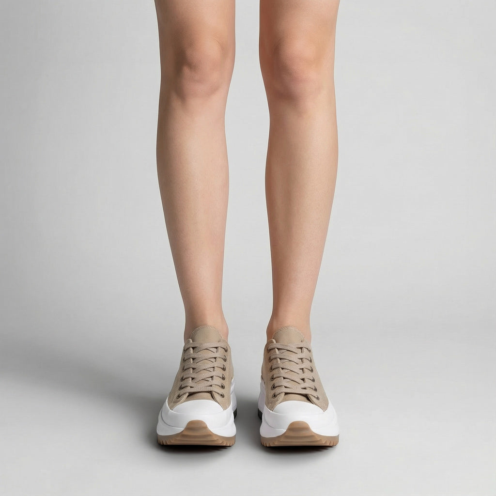 Women's canvas platform sneakers – Cushioned lace-up fit