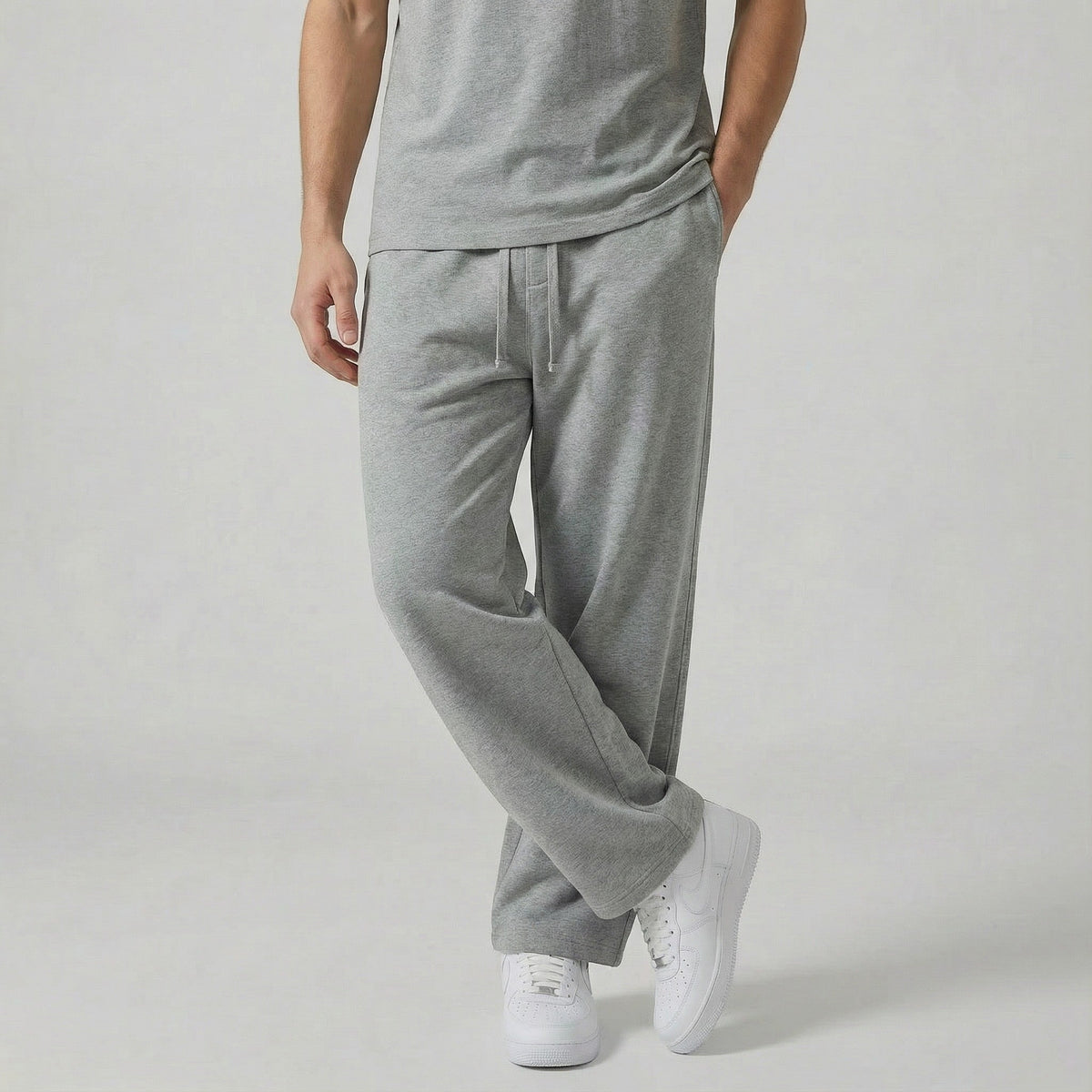 Men's straight-cut cotton trousers – Relaxed fit with drawstring