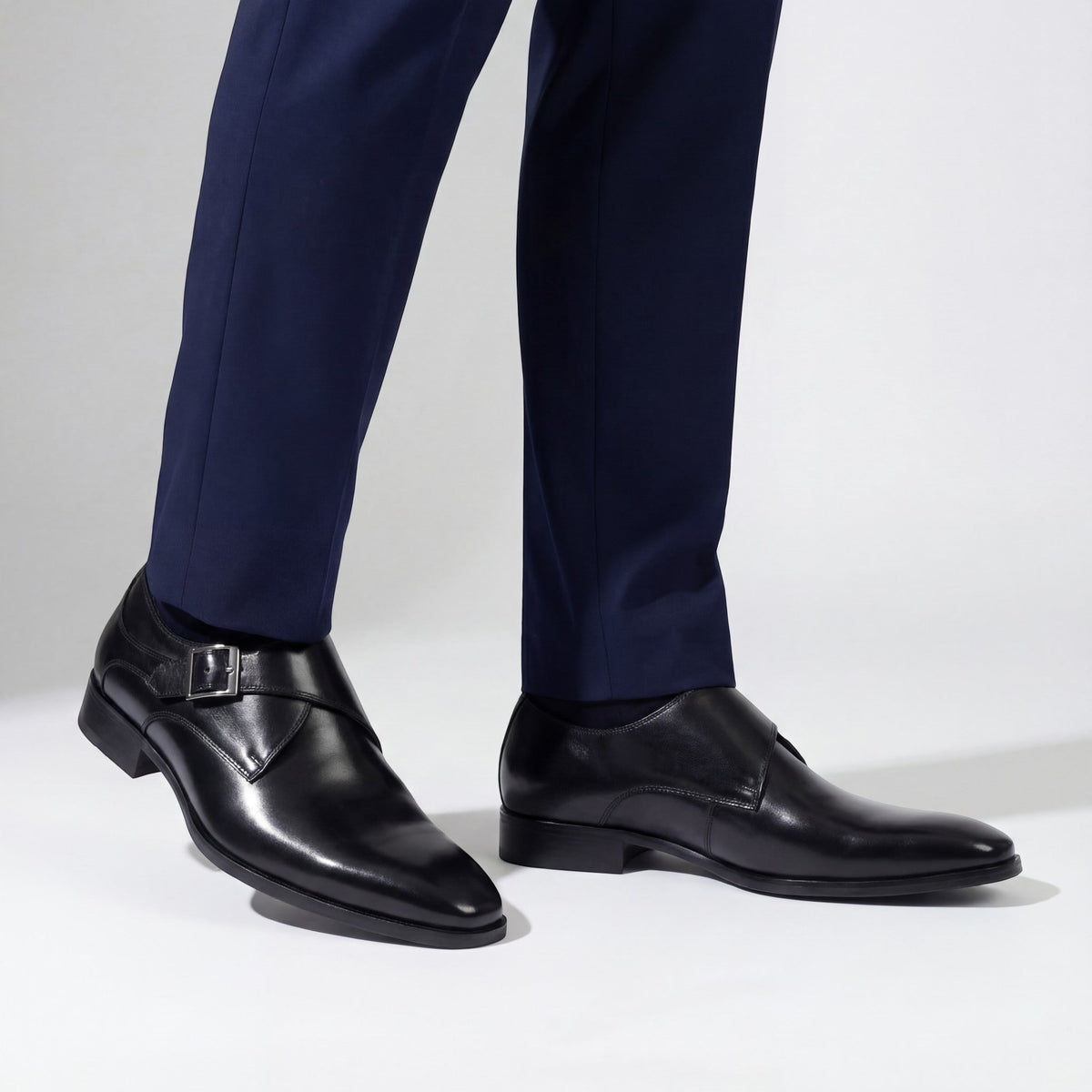 Men's formal cowhide leather shoes – Square toe structured cut