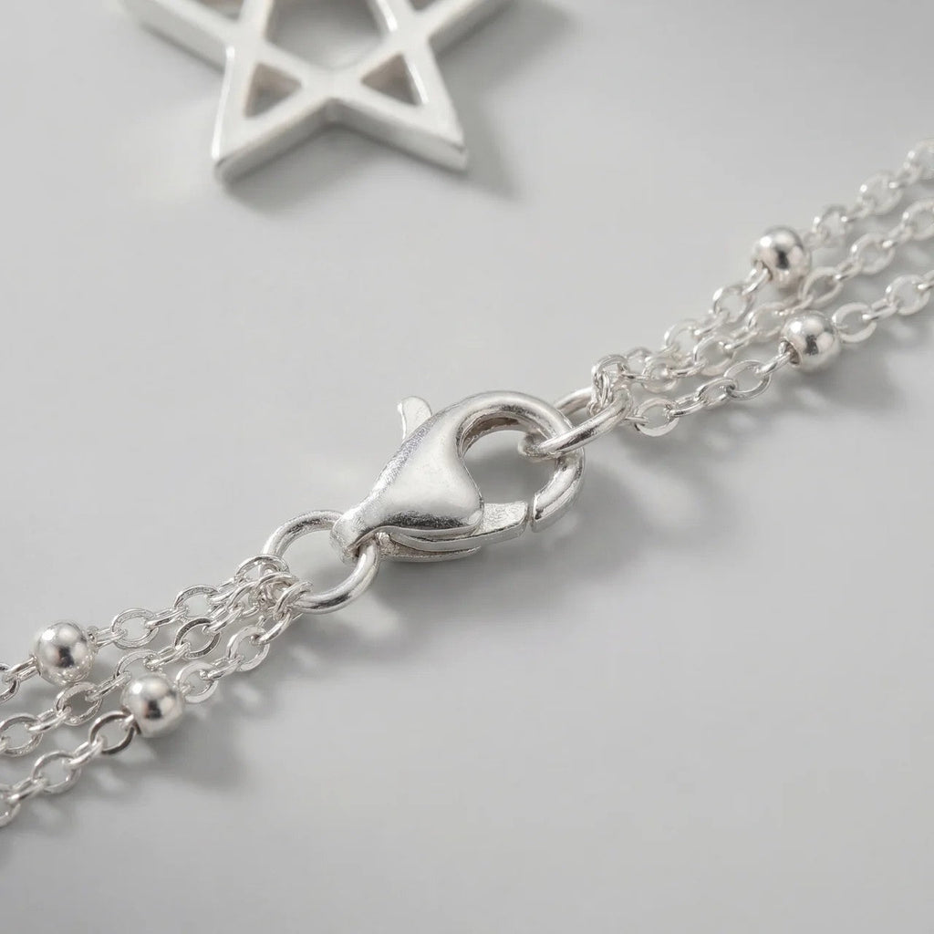Women's layered star pendant necklace – adjustable chain