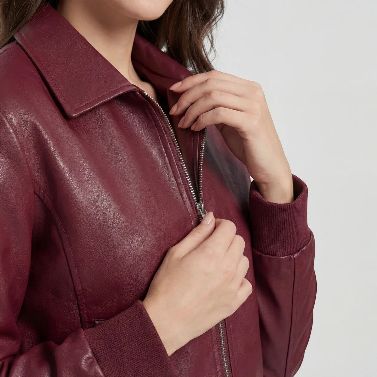 Women's matte leather jacket – Relaxed short fit