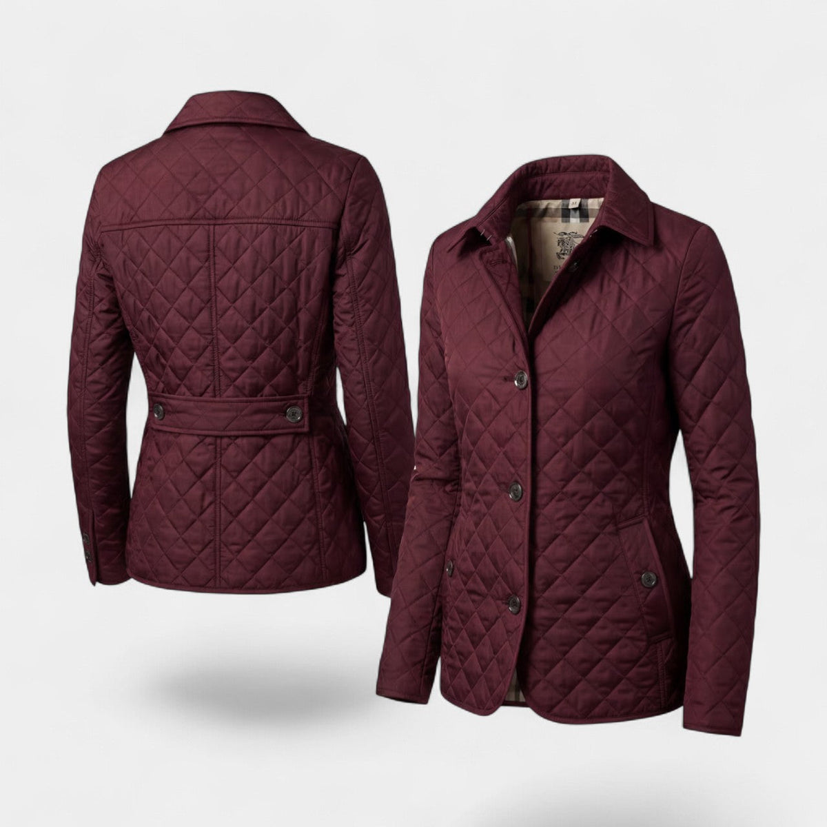 Women's Quilted Padded Cotton Lapel Jacket – Structured Slim Fit