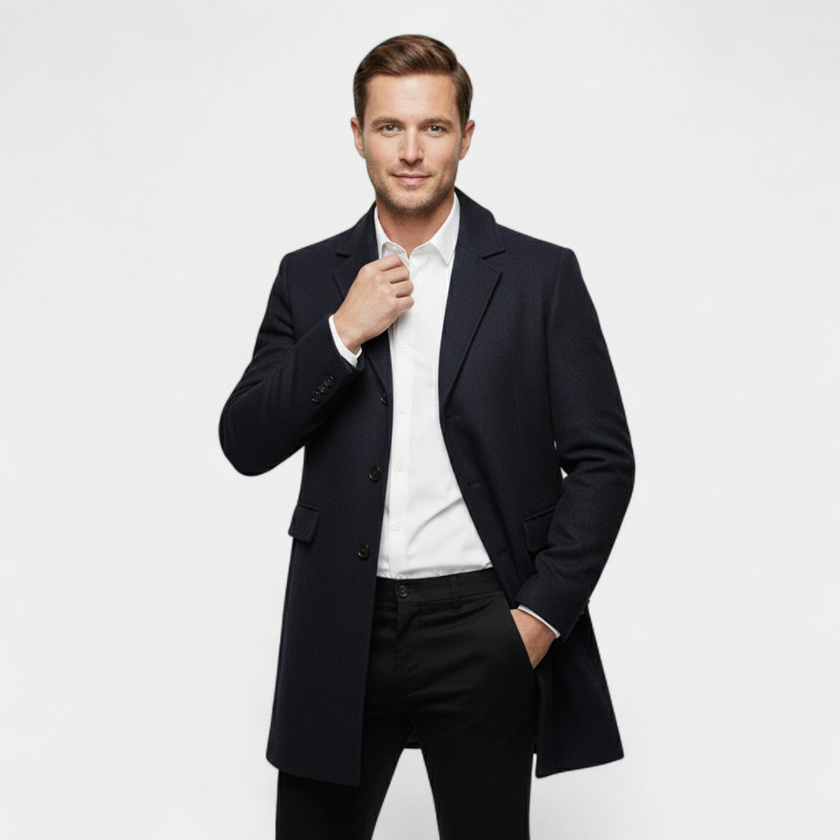 Calder Mayne | Men's Wool Coat – Long Classic Cut Trench